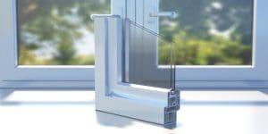 A cross section of a window showing how double panes work